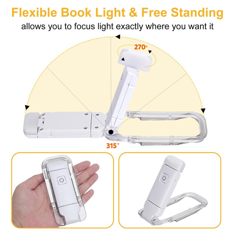 Ultra-Slim USB Rechargeable Book Light – Adjustable Eye-Care LED with Portable Clip Bookmark Design